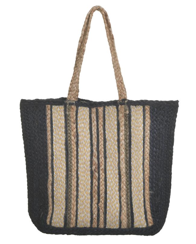 STRAW BAG IN BLACK/BEIGE COLOR (100%JUTE) 44X10X35/60