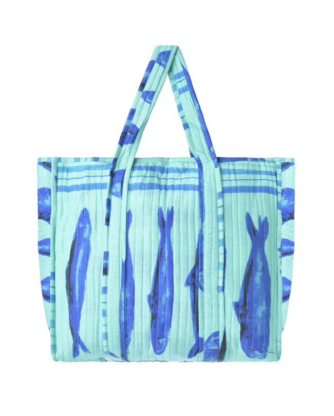 FABRIC BAG ΄΄FISH'' IN BLUE COLOR 37X33X18 (100% COTTON)