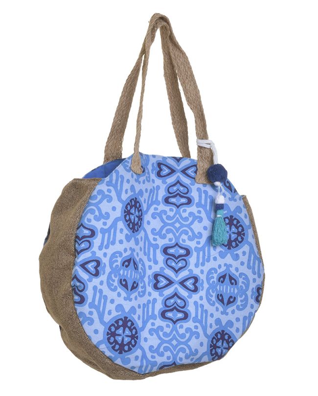 FABRIC BAG IN BLUE/LIGHT BLUE COLOR WITH PRINTS (50%COTTON 50% POLYESTER) 42X10X36/48