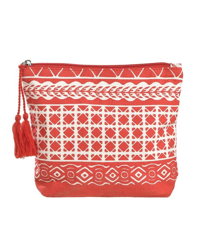 FABRIC MINI BAG IN RED/WHITE COLOR (50%COTTON 50% POLYESTER)