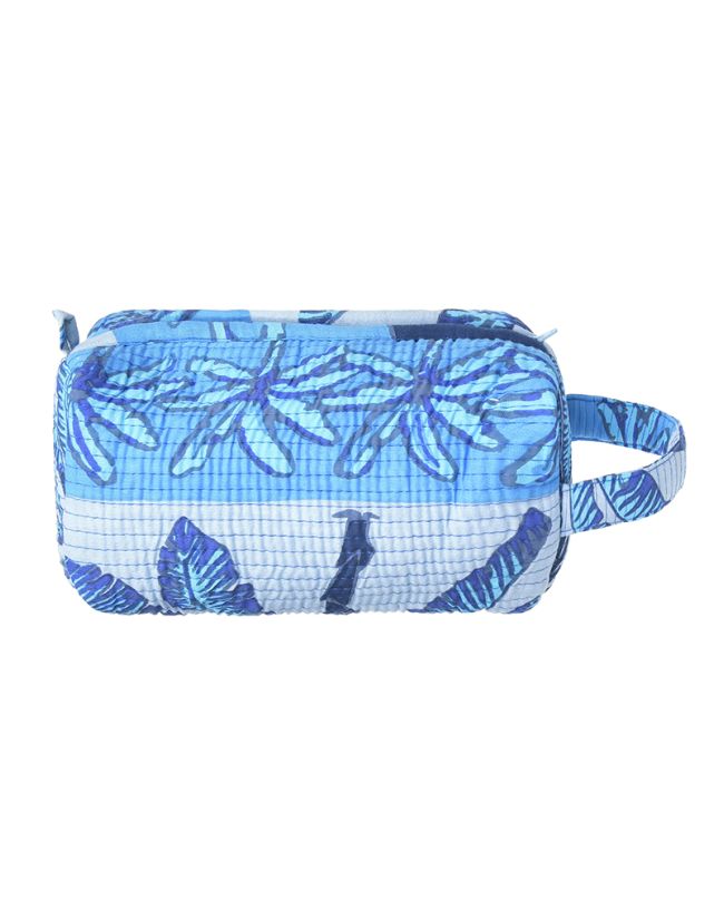 ΤΣΑΝΤΑΚΙ ΥΦΑΣΜΑΤΙΝΟ ΜΠΛΕ ΜΕ ΦΟΙΝΙΚΕΣ 22X10X10 (50%COTTON 50% POLYESTER)