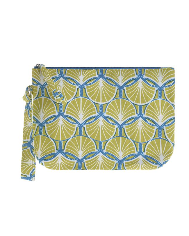 FABRIC MINI BAG IN YELLOW/LIGHT BLUE COLOR 27X18X2 (50% COTTON 50% POLYESTER)