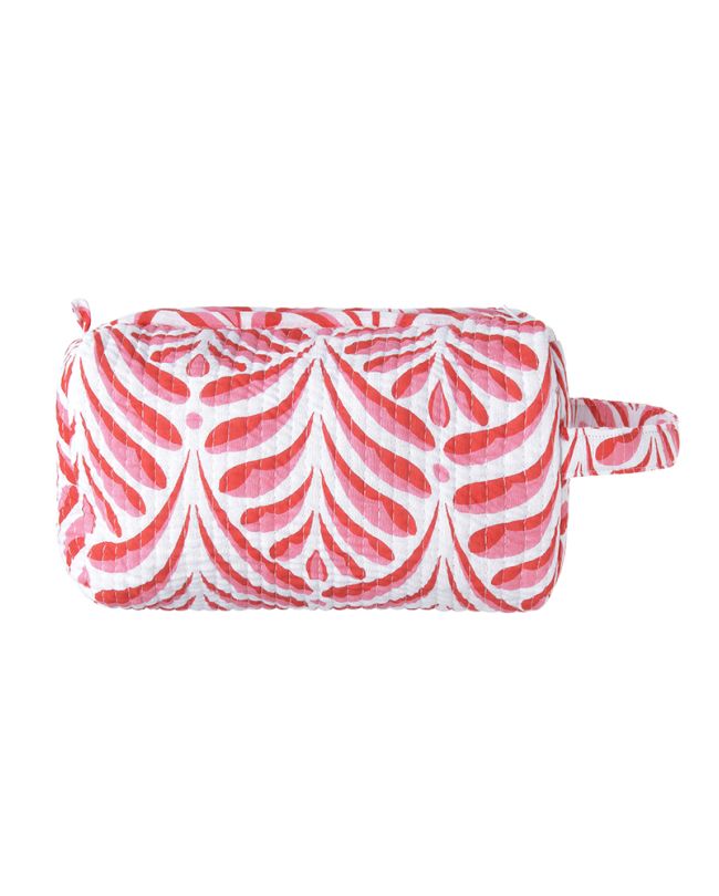 FABRIC MINI BAG IN PINK/WHITE COLOR 22X10X10 (50% COTTON 50% POLYESTER)