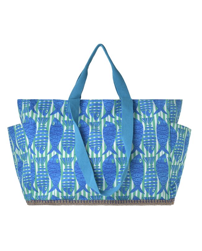 FABRIC BAG IN BLUE COLOR ''FISH'' 48X38X18 (50% COTTON 50% POLYESTER)