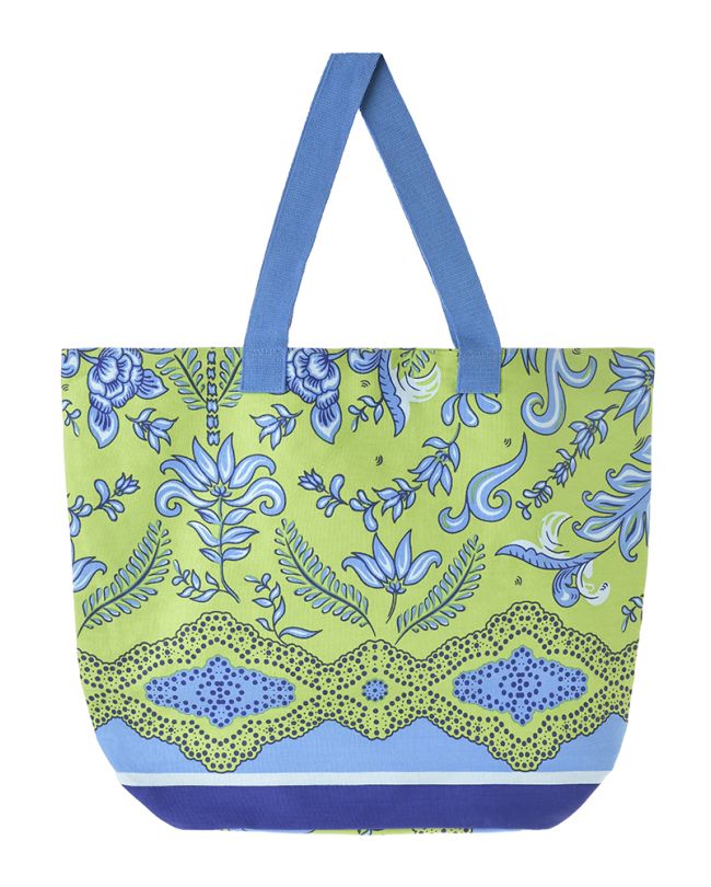 ΤΣΑΝΤΑ ΥΦΑΣΜΑΤΙΝH ΠΡΑΣΙΝΟ/ΜΠΛΕ 40X43X20 (50% COTTON 50% POLYESTER)