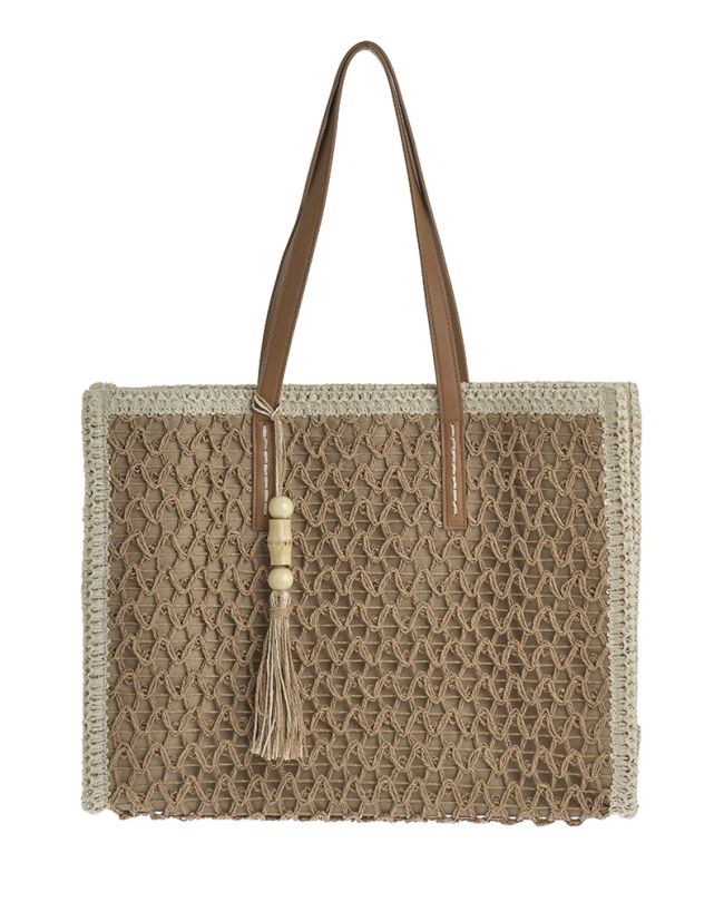 STRAW BAG IN BEIGE/BROWN COLOR (STRAW/COTTON)