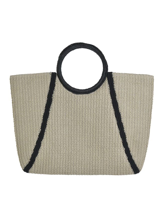 STRAW BAG IN ECRU COLOR WITH BLACK DETAILS (PAPER)