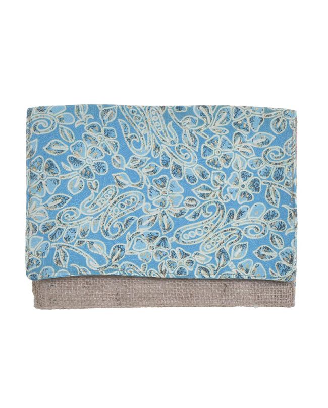 ΤΣΑΝΤΑΚΙ/ΦΑΚΕΛΟΣ ΨΑΘΙΝΟ ΣΕ ΤΥΡΚΟΥΑΖ/ΜΠΕΖ ΧΡΩΜΑ ΜΕ ΧΡΥΣΕΣ ΛΕΠΤΟΜΕΡΕΙΕΣ 26Χ2Χ19 (50% jute/50% polyester)