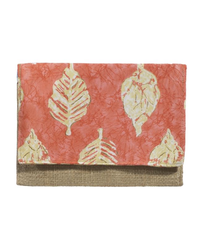 ΤΣΑΝΤΑΚΙ/ΦΑΚΕΛΟΣ ΨΑΘΙΝΟ ΣΕ ΠΟΡΤΟΚΑΛΙ ΧΡΩΜΑ ΜΕ ΧΡΥΣΑ ΣΧΕΔΙΑ ΚΑΙ ΦΥΛΛΑ 24Χ1Χ17