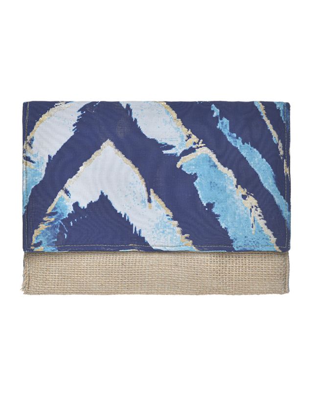 STRAW BAG/CLUTCH ''TIE DYE'' IN BLUE COLOR 24Χ1Χ17