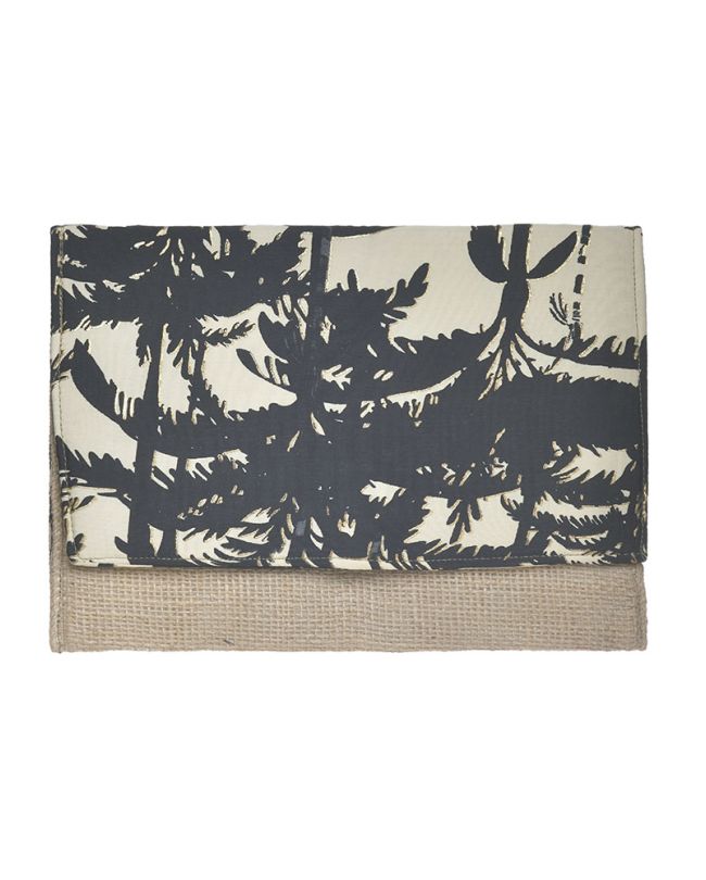 STRAW BAG/CLUTCH  ''PALMS'' IN BLACK COLOR WITH  GOLD DETAILS 24Χ1Χ17