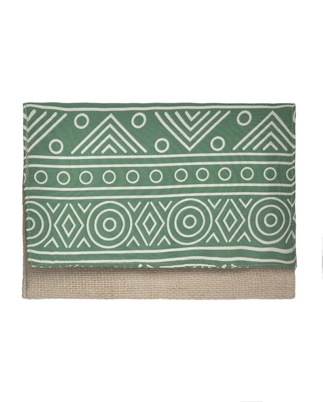 STRAW BAG/CLUTCH IN GREEN/WHITE COLOR 24Χ1Χ17