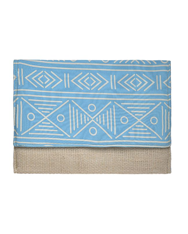 STRAW BAG/CLUTCH IN LIGHT BLUE/WHITE COLOR 24Χ1Χ17