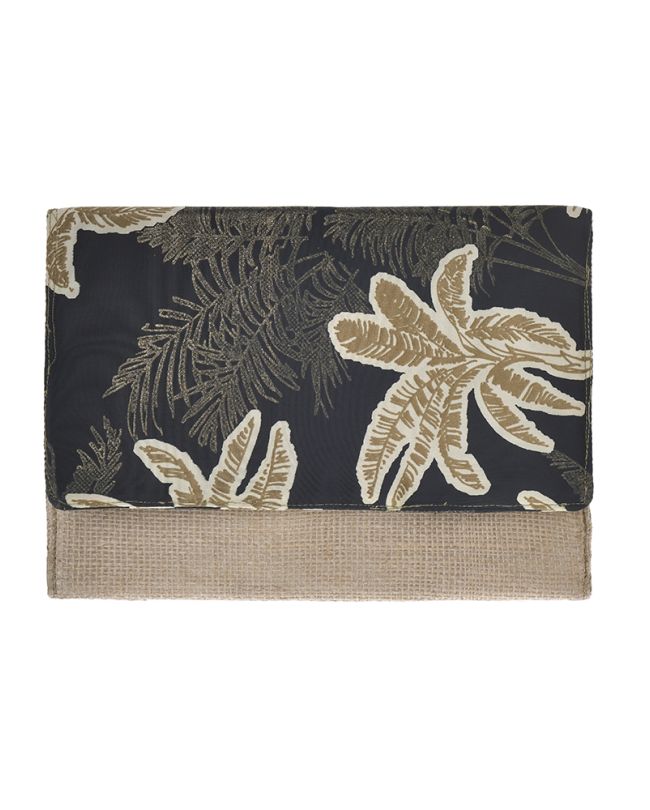 STRAW BAG/CLUTCH IN BLACK/GOLD COLOR ''PALMS'' 26Χ2Χ19
