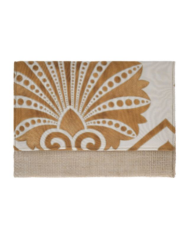 STRAW BAG/CLUTCH IN ECRU COLOR WITH GOLD DETAILS 26Χ2Χ19