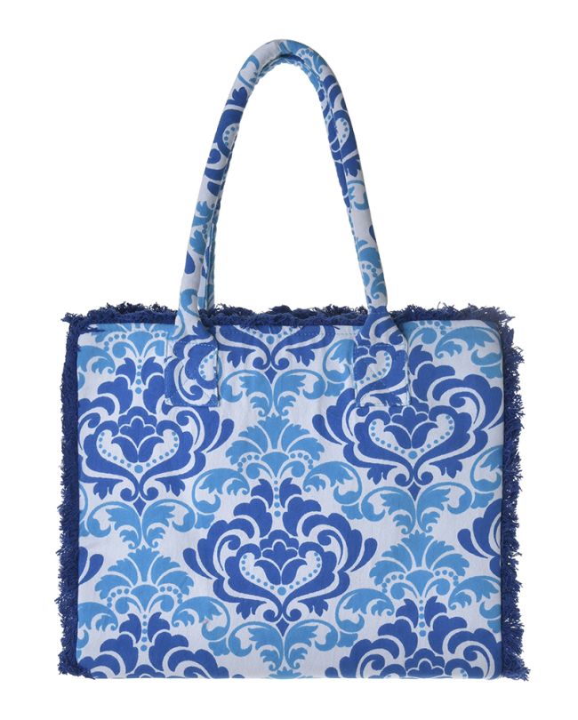 CANVAS BAG IN TURQUOISE/BLUE/WHITE COLOR 35Χ30Χ22 (100% COTTON CANVAS WITH POLYESTER LINING)