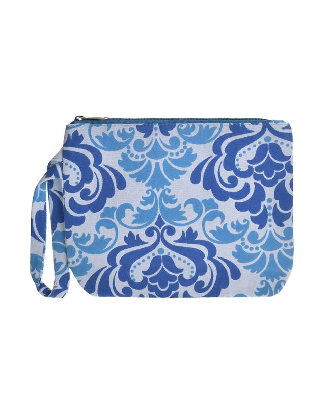 CANVAS POUCH IN TURQUOISE/BLUE/WHITE COLOR 24X19X6 (100% COTTON CANVAS WITH POLYESTER LINING)