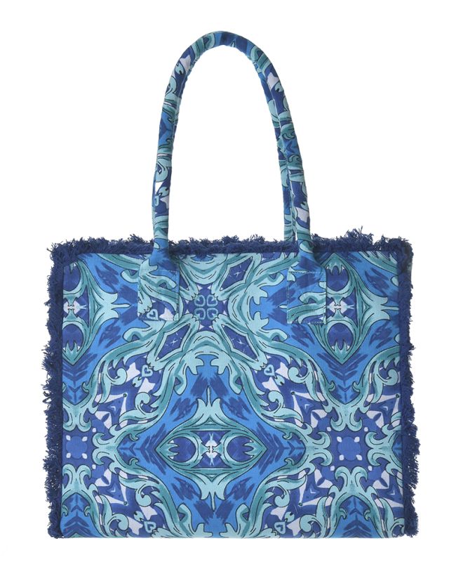 CANVAS BAG IN GREEN/BLUE COLOR 35Χ30Χ22 (100% COTTON CANVAS WITH POLYESTER LINING)