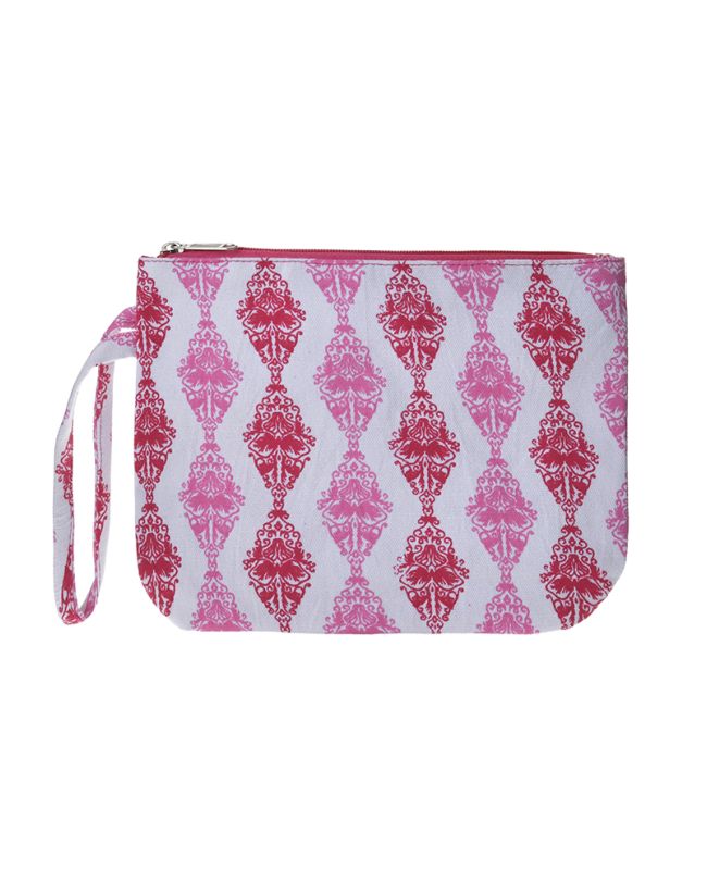 CANVAS POUCH IN RED/PINK/WHITE COLOR 24X19X6 (100% COTTON CANVAS WITH POLYESTER LINING)