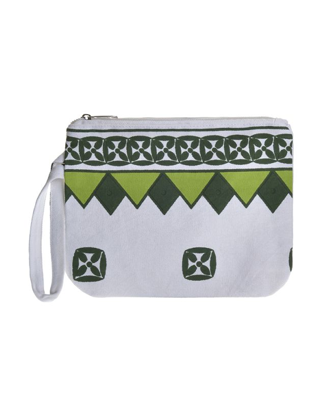 CANVAS POUCH IN GREEN /WHITE COLOR 24X19X6 (100% COTTON CANVAS WITH POLYESTER LINING)