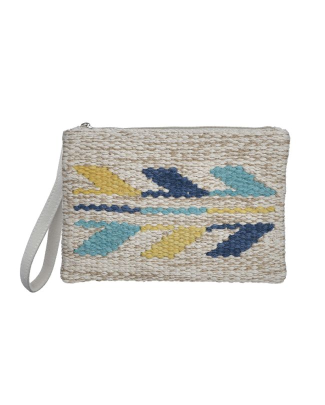 ΤΣΑΝΤΑΚΙ ΥΦΑΣΜΑΤΙΝΟ ΜΠΕΖ ΜΕ ΚΙΤΡΙΝΕΣ/ΜΠΛΕ ΛΕΠΤΟΜΕΡΕΙΕΣ 17X25 (60% COTTON 40% JUTE)