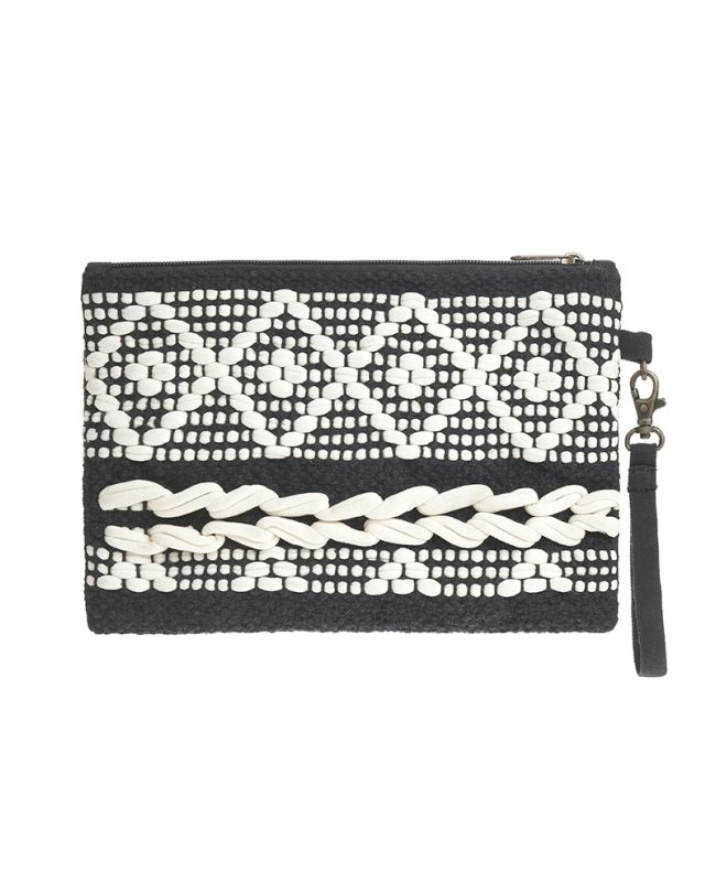 FABRIC MINI BAG IN BLACK/ECRU COLOR 17X25 (100% COTTON)