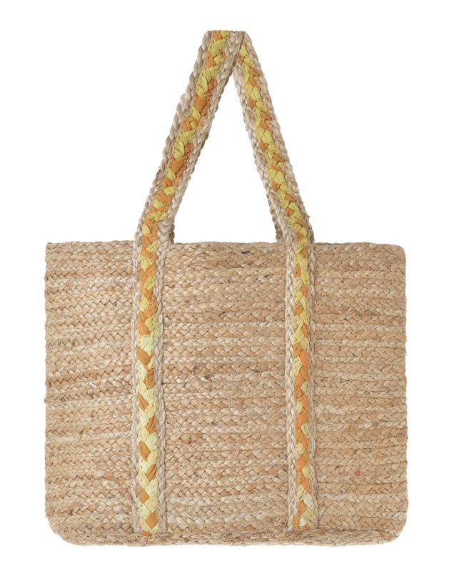 ΤΣΑΝΤΑ ΑΠΟ ΓΙΟΥΤΑ ΜΠΕΖ ΜΕ ΚΙΤΡΙΝΕΣ/ΠΟΡΤΟΚΑΛΙ ΛΕΠΤΟΜΕΡΕΙΕΣ 38X31X15 (100% ΓΙΟΥΤΑ)