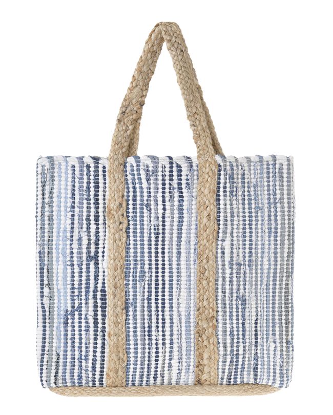 ΤΣΑΝΤΑ ΑΠΟ ΓΙΟΥΤΑ ΜΠΛΕ/ΛΕΥΚΟ 38X31X15 (100% ΓΙΟΥΤΑ)