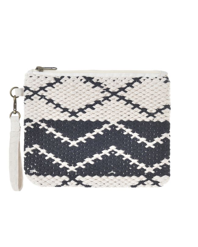 FABRIC MINI BAG IN ECRU/BLACK COLOR 25X20 (100%COTTON)