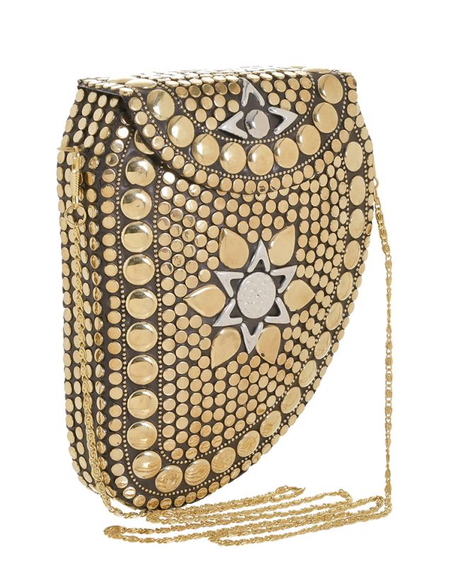 METALIC MINI BAG IN GOLD COLOR WITH CHAIN 14Χ5Χ18/58