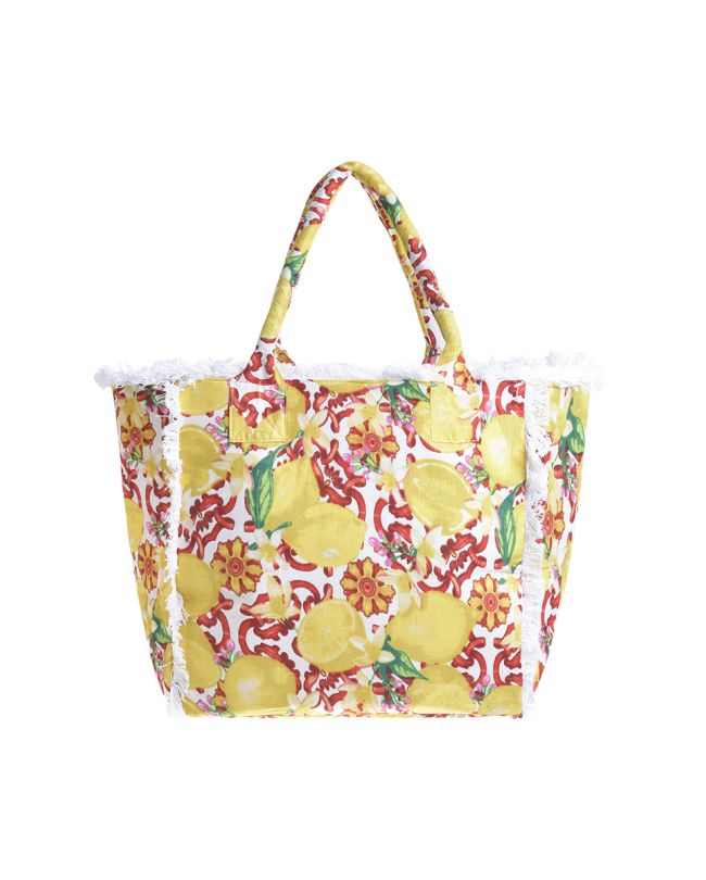 FABRIC BAG IN WHITE/YELLOW/RED