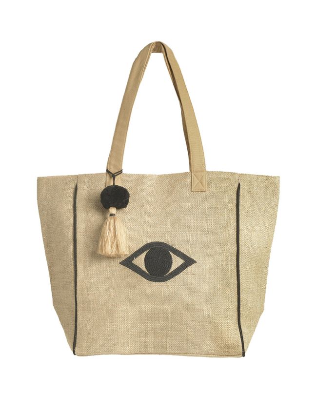 JUTE BAG IN BEIGE COLOR WITH BLACK EYE (100% JUTE)