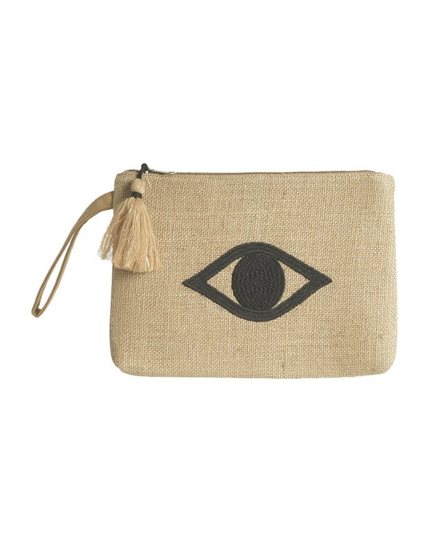 JUTE MINI BAG IN BEIGE COLOR WITH BLACK EYE (100% JUTE)