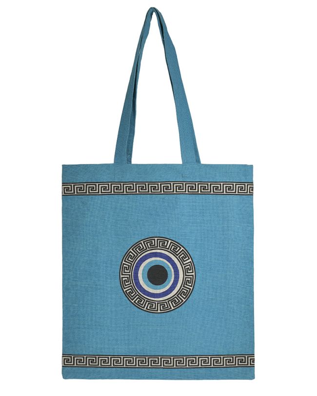 FABRIC BAG IN TURQUOISE COLOR ''EYE'' 38X42 (100% COTTON)