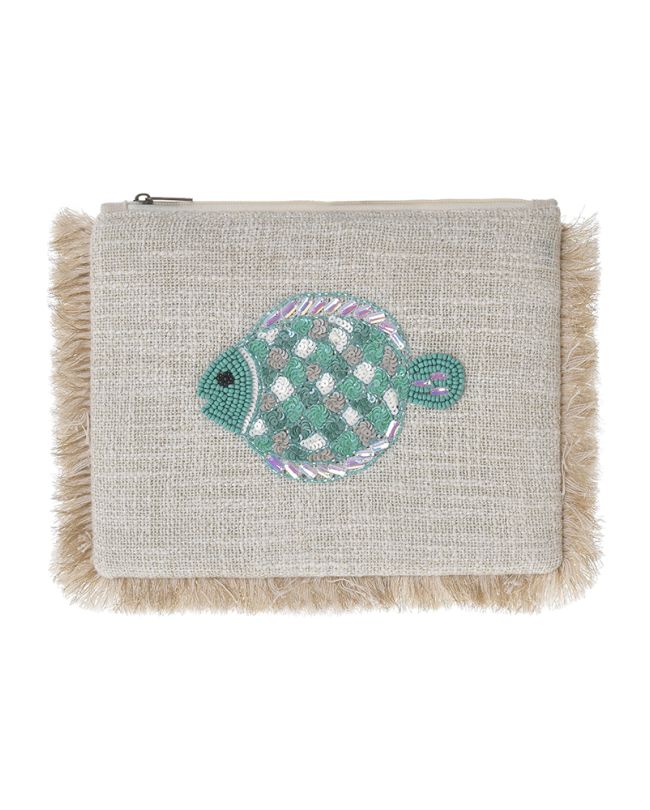 ΤΣΑΝΤAΚΙ ΥΦΑΣΜΑΤΙΝΟ ''ΨΑΡΙ'' ΕΚΡΟΥ ΜΕ ΤΙΡΚΟΥΑΖ ΧΑΝΤΡΕΣ (25X20X2)