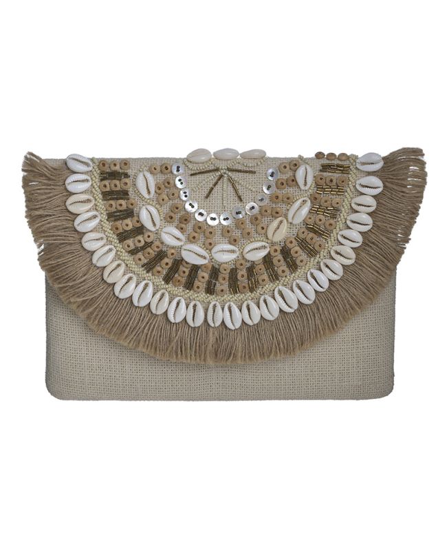 MINI BAG IN BEIGE COLOR WITH SHELLS AND BEADS