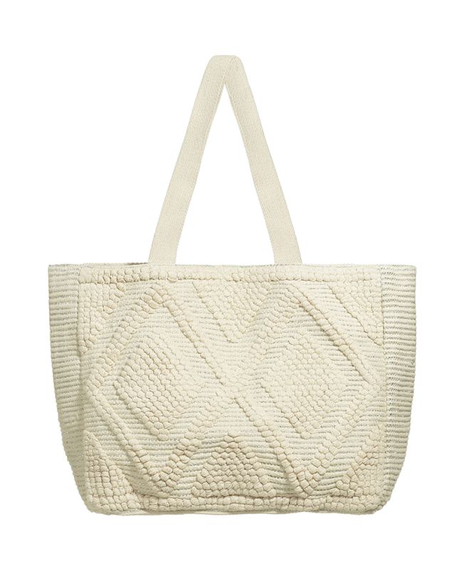 FABRIC BAG IN ECRU COLOR WITH SILVER DETAILS (100% COTTON)