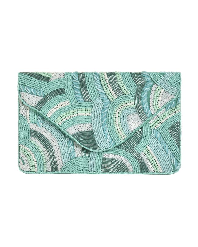 MINI BAG IN TURQUOISE COLOR WITH BEADS (100%COTTON, LINING:100% POLYESTER)