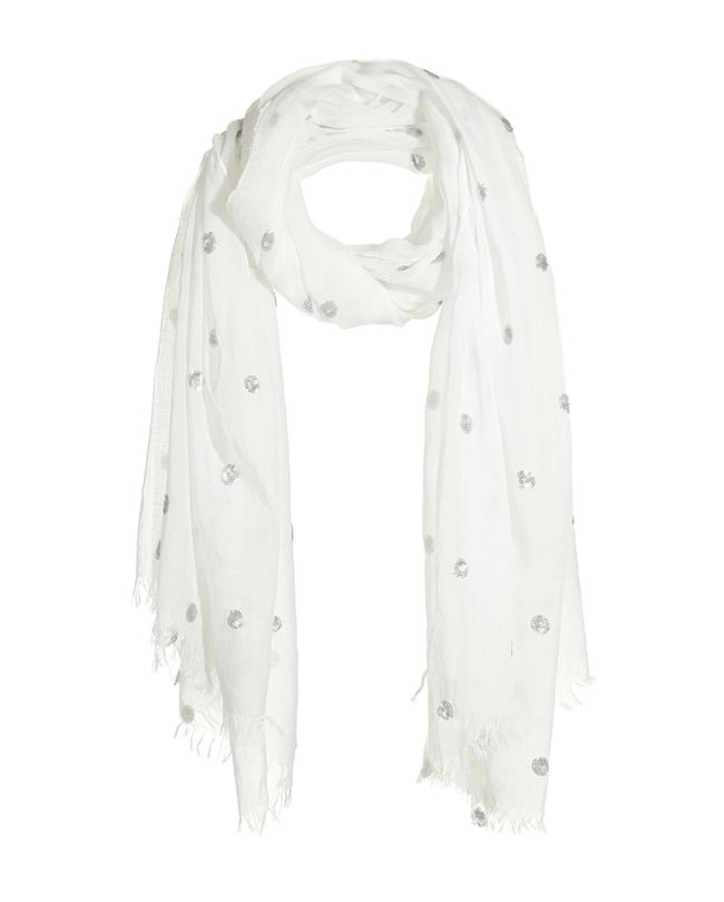 SCARF/PAREO IN WHITE COLOR WITH SEQUINS 110X180 (100% COTTON)