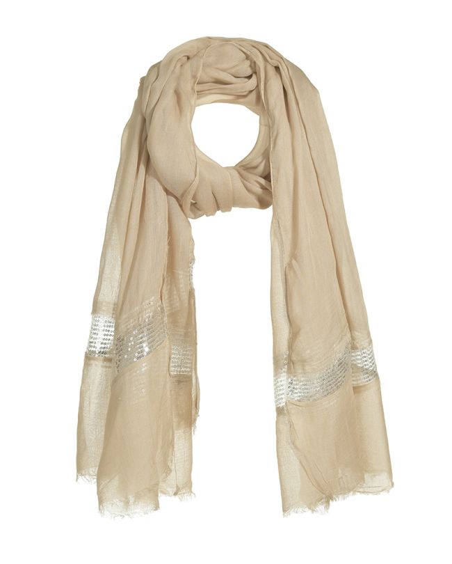 SCARF/PAREO IN BEIGE COLOR WITH SEQUINS 110X180 (100% COTTON)