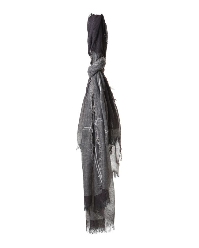 SCARF/PAREO IN BLACK/GREY COLOR 90Χ190 (VISCOSE)