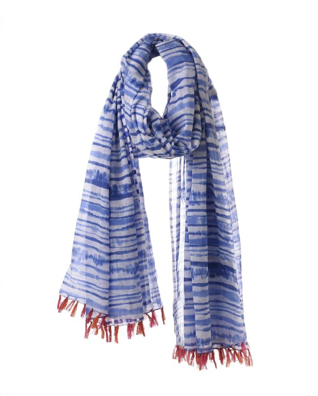 ΦΟΥΛΑΡΙ/ΠΑΡΕΟ ΜΠΛΕ/ΓΑΛΑΖΙΟ ΜΕ ΡΙΓΕΣ 100X180 (100% COTTON)