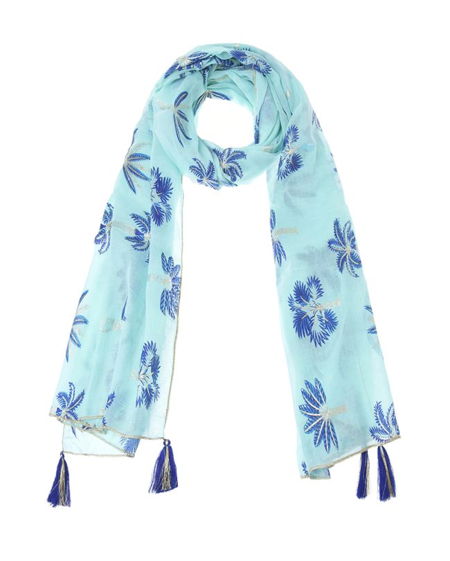 ΦΟΥΛΑΡΙ/ΠΑΡΕΟ ΣΕ ΤΙΡΚΟΥΑΖ ΧΡΩΜΑ ΜΕ ΜΠΛΕ/ΧΡΥΣΟΥΣ ΦΟΙΝΙΚΕΣ 100Χ180 (100% COTTON)