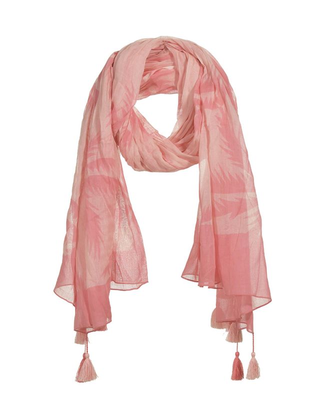 SCARF/PAREO IN PINK COLOR WITH PALM TREES 180Χ100 (100%COTTON)