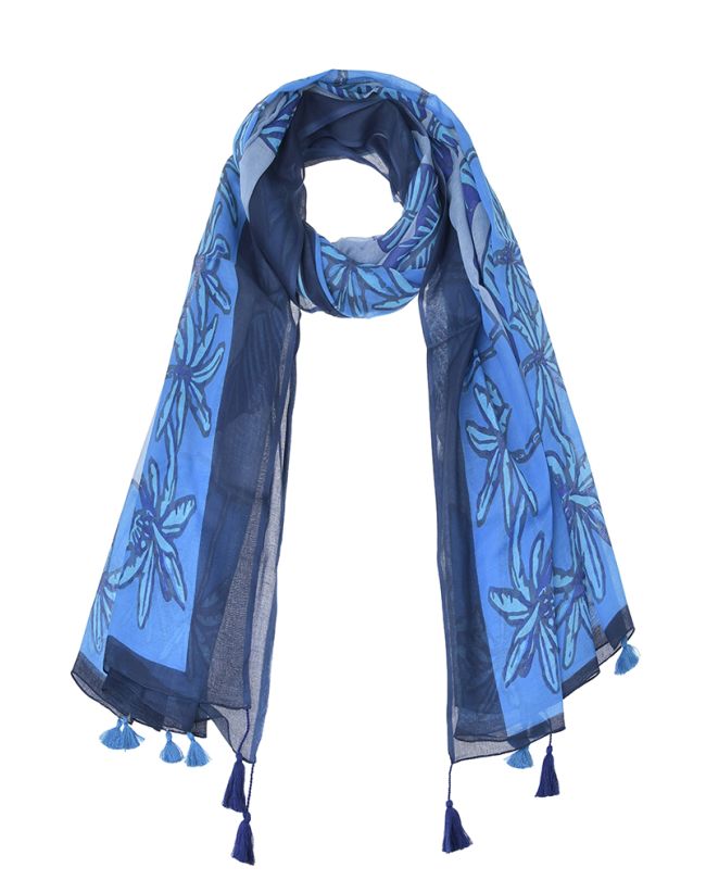 ΦΟΥΛΑΡΙ/ΠΑΡΕΟ ΜΠΛΕ ΜΕ ΦΟΙΝΙΚΕΣ ΚΑΙ ΦΟΥΝΤΑΚΙΑ 180Χ100 (100% COTTON)