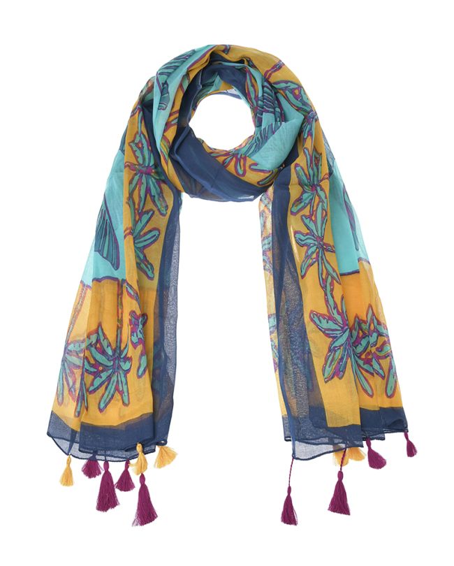 ΦΟΥΛΑΡΙ/ΠΑΡΕΟ ΠΟΡΤΟΚΑΛΙ/ΤΙΡΚΟΥΑΖ ΜΕ ΦΟΙΝΙΚΕΣ ΚΑΙ ΦΟΥΝΤΑΚΙΑ 180Χ100 (100% COTTON)