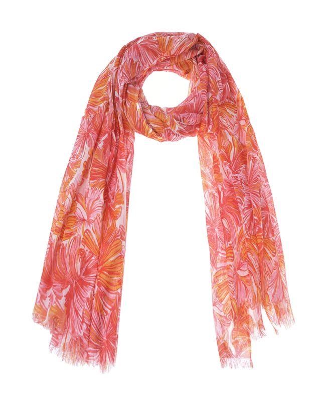 ΦΟΥΛΑΡΙ/ΠΑΡΕΟ ΠΟΡΤΟΚΑΛΙ/ΡΟΖ ΜΕ ΦΥΛΛΑ 180Χ100 (100%COTTON)