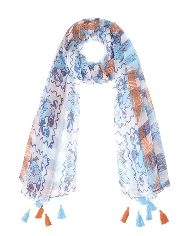 ΦΟΥΛΑΡΙ/ΠΑΡΕΟ ΠΟΡΤΟΚΑΛΙ/ΓΑΛΑΖΙΟ ΜΕ ΦΥΛΛΑ 180Χ100 (100%COTTON)