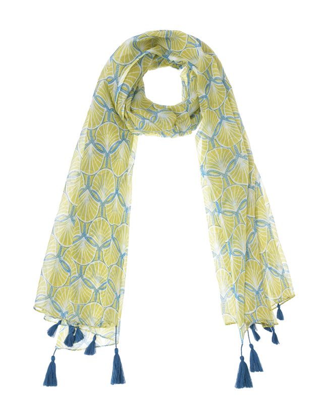 ΦΟΥΛΑΡΙ/ΠΑΡΕΟ ΚΙΤΡΙΝΟ/ΓΑΛΑΖΙΟ ΜΕ ΦΟΥΝΤΑΚΙΑ 180Χ100 (100% COTTON)