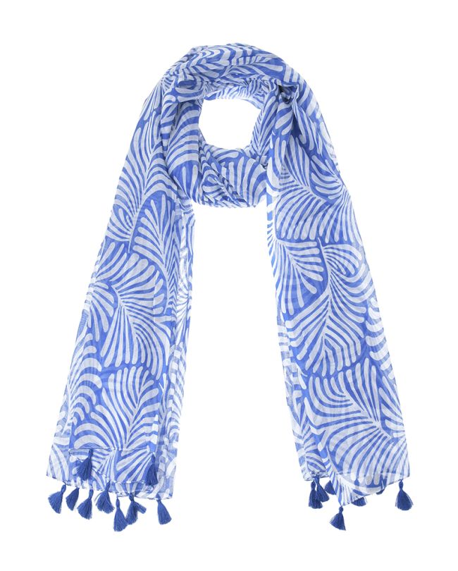 ΦΟΥΛΑΡΙ/ΠΑΡΕΟ ΜΠΛΕ/ΛΕΥΚΟ ΜΕ ΦΟΥΝΤΑΚΙΑ180Χ100 (100% COTTON)